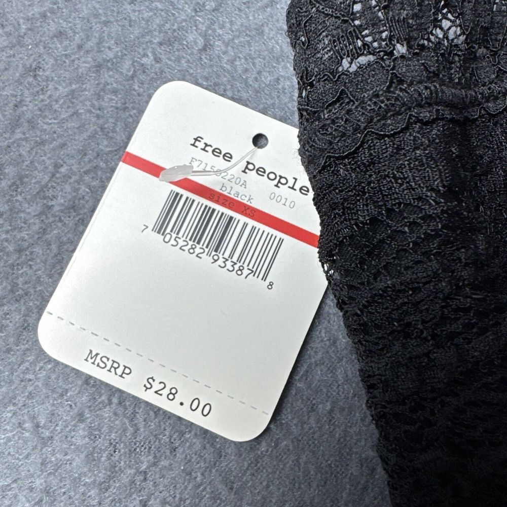 NWT Free People Black‎ Lace Scallop Bandeau Bralette XS X-Small - Picture 2 of 3